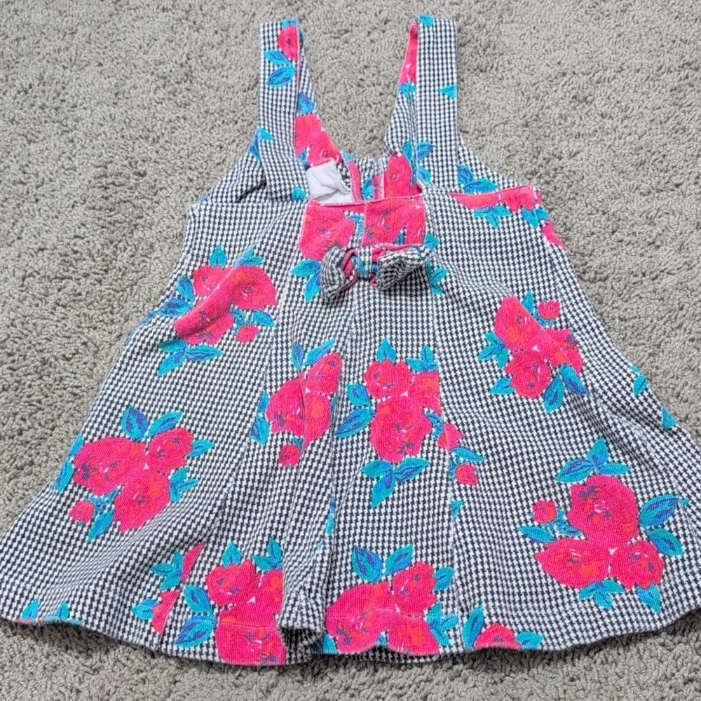 Vintage Kids Dress Toddler Girl Size   4T‎ Hounds tooth And Roses